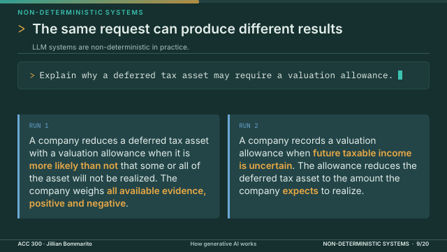 Slide 9. The same request can produce different results