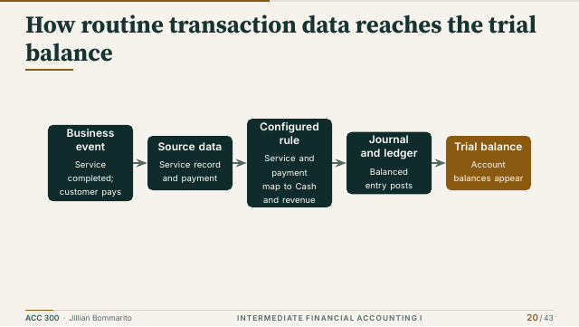 Slide 20. How routine transaction data reaches the trial balance