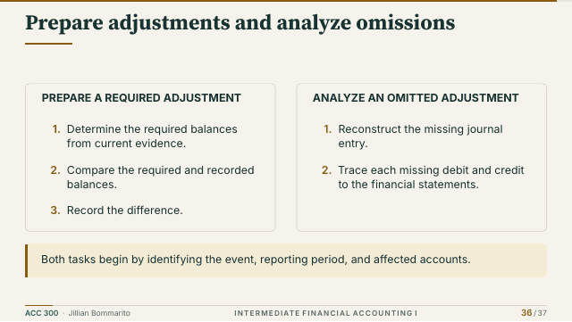 Slide 36. Prepare adjustments and analyze omissions