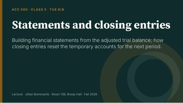 Slide 2. Statements and closing entries