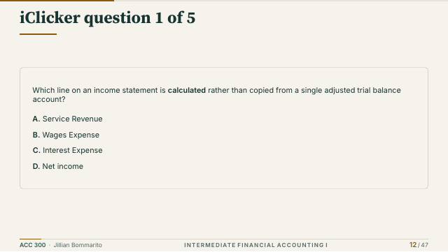 Slide 12. iClicker question 1 of 5