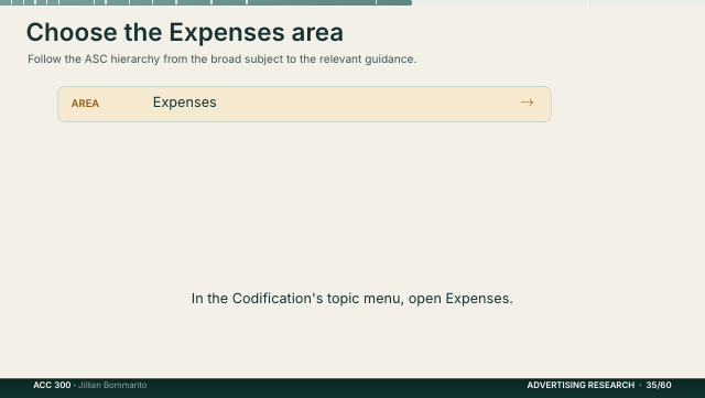 Slide 35. Choose the Expenses area