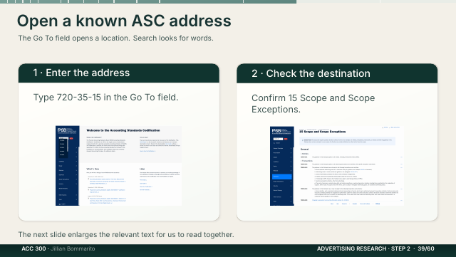 Slide 39. Open a known ASC address