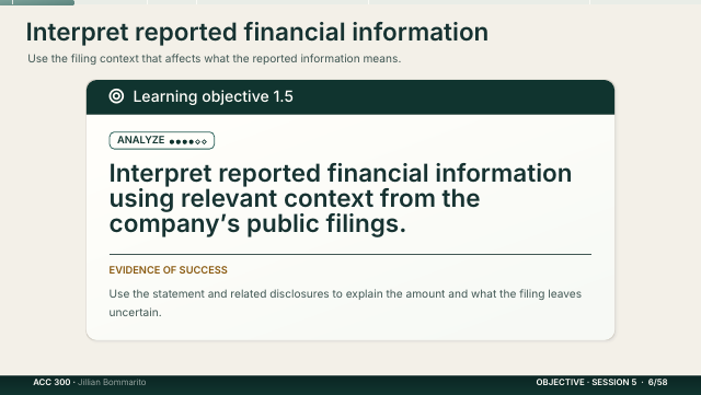 Slide 6. Interpret reported financial information