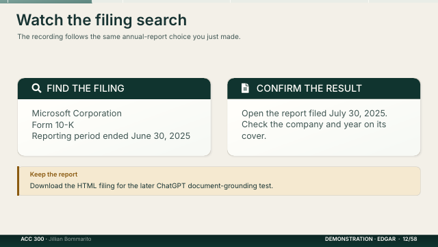 Slide 12. Watch the filing search