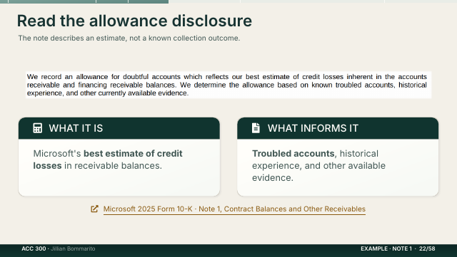Slide 22. Read the allowance disclosure