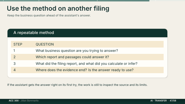Slide 47. Use the method on another filing