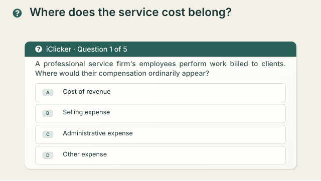 Slide 15. Where does the service cost belong?
