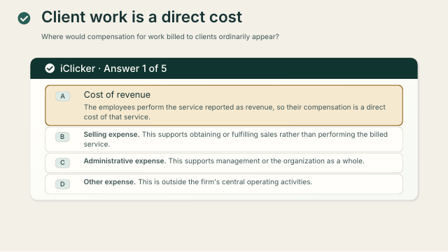 Slide 16. Client work is a direct cost