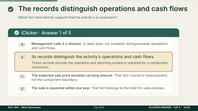 Slide 13. The records distinguish operations and cash flows