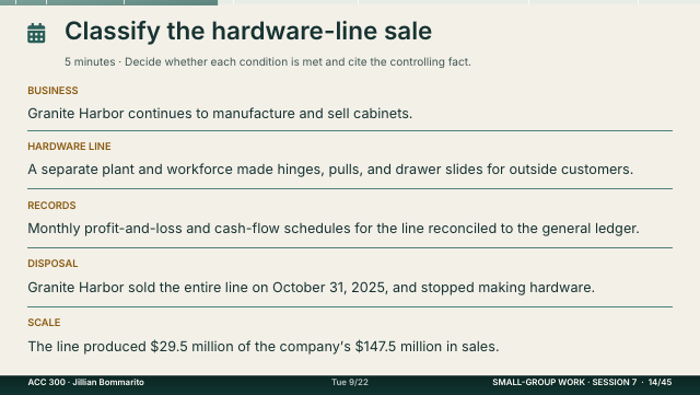 Slide 14. Classify the hardware-line sale