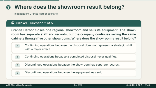 Slide 17. Where does the showroom result belong?