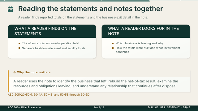 Slide 34. Reading the statements and notes together