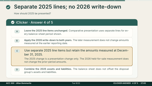 Slide 37. Separate 2025 lines; no 2026 write-down