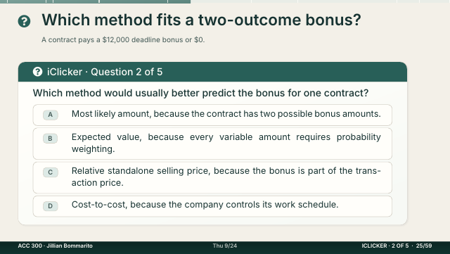 Slide 25. Which method fits a two-outcome bonus?