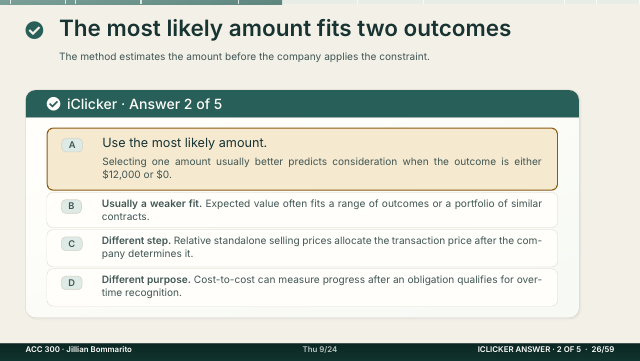 Slide 26. The most likely amount fits two outcomes