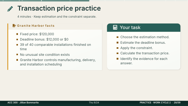 Slide 28. Transaction price practice