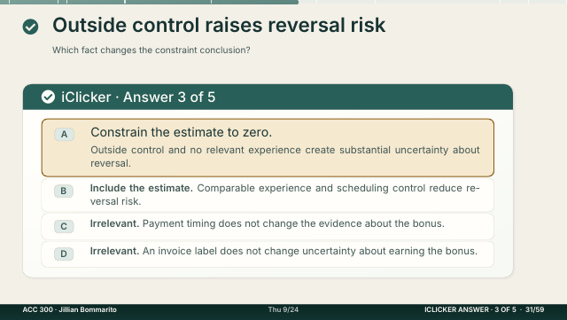 Slide 31. Outside control raises reversal risk