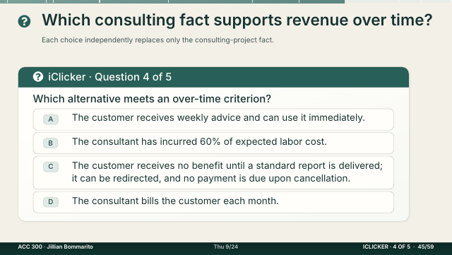 Slide 45. Which consulting fact supports revenue over time?
