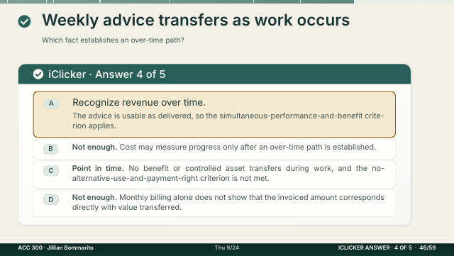 Slide 46. Weekly advice transfers as work occurs