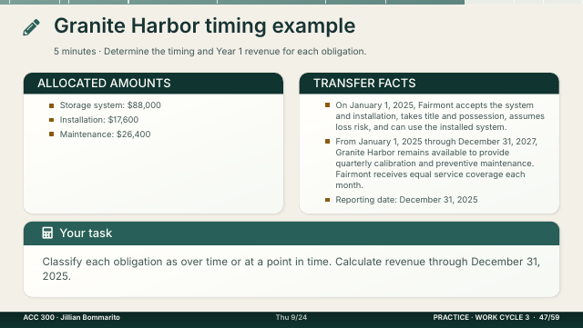 Slide 47. Granite Harbor timing example
