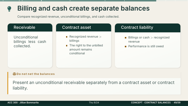 Slide 49. Billing and cash create separate balances