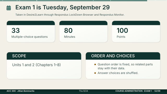 Slide 52. Exam 1 is Tuesday, September 29