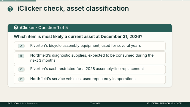 Slide 14. iClicker check, asset classification