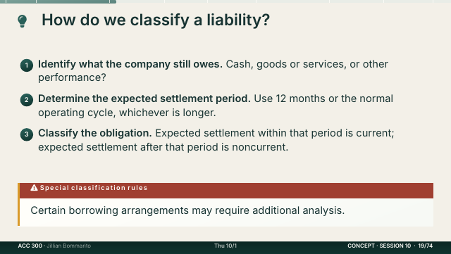 Slide 19. How do we classify a liability?