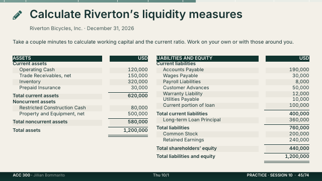 Slide 45. Calculate Riverton's liquidity measures