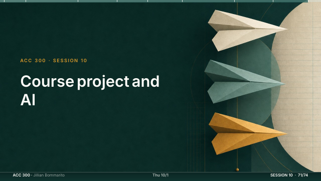 Slide 71. Course project and AI