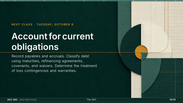 Slide 74. Account for current obligations